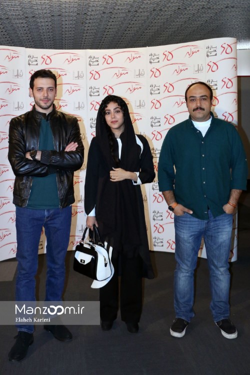 پدرام شریفی در اکران افتتاحیه فیلم سینمایی متولد 65 به همراه مجید توکلی و هنگامه حمیدزاده