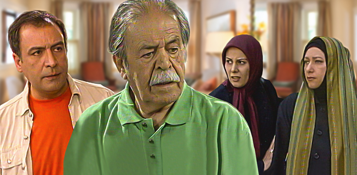 عبدالرضا اکبری در صحنه سریال تلویزیونی بوی غریب پاییز به همراه محمدعلی کشاورز و فریبا متخصص
