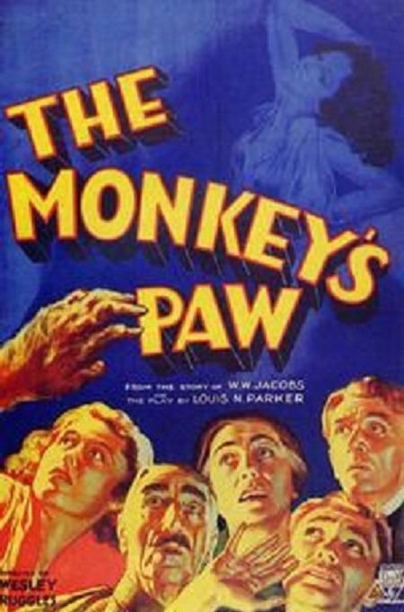 Bramwell Fletcher در صحنه فیلم سینمایی The Monkey's Paw به همراه Ivan F. Simpson، C. Aubrey Smith، Betty Lawford و Louise Carter