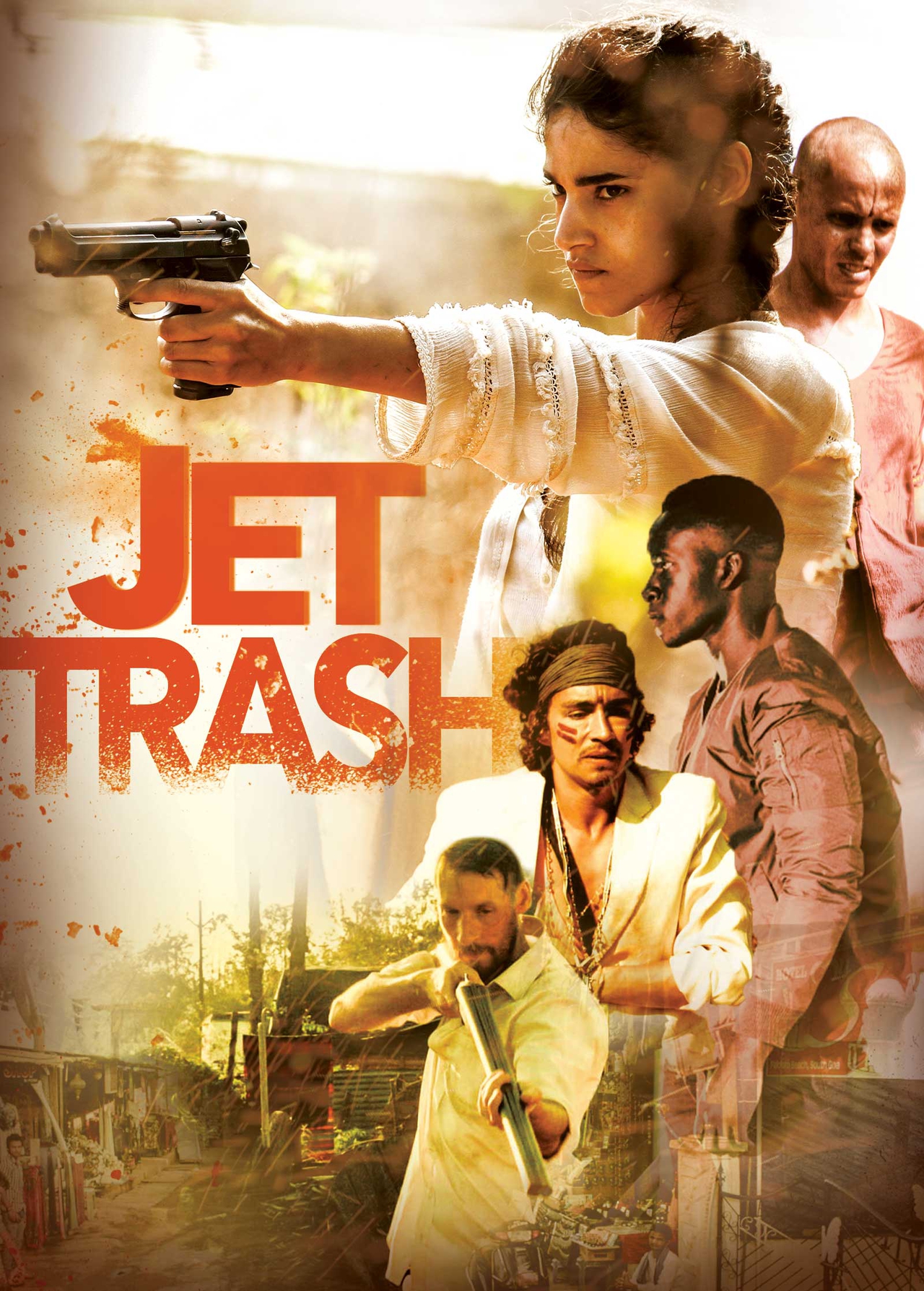 Osy Ikhile در صحنه فیلم سینمایی Jet Trash به همراه سوفیا بوتلا، Jasper Pääkkönen، Robert Sheehan و Craig Parkinson