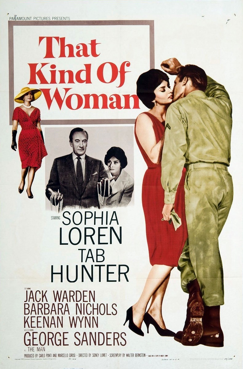 Tab Hunter در صحنه فیلم سینمایی That Kind of Woman به همراه سوفیا لورن و جرج سندرز