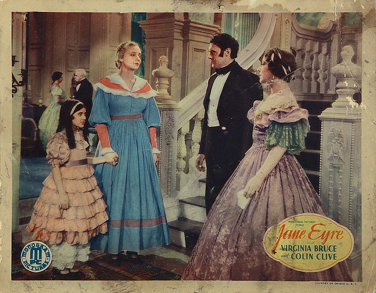 Virginia Bruce در صحنه فیلم سینمایی Jane Eyre به همراه Aileen Pringle، Edith Fellows و Colin Clive