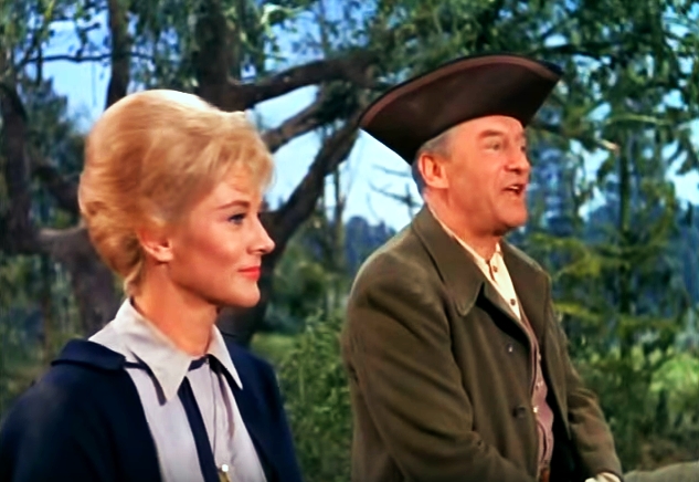 جرج سندرز در صحنه سریال تلویزیونی Daniel Boone به همراه Jeanne Cooper