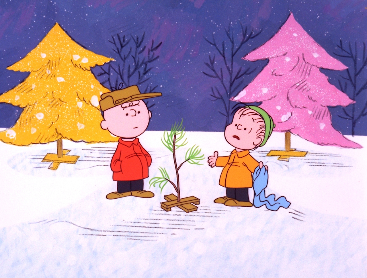 Peter Robbins در صحنه فیلم سینمایی A Charlie Brown Christmas به همراه Christopher Shea