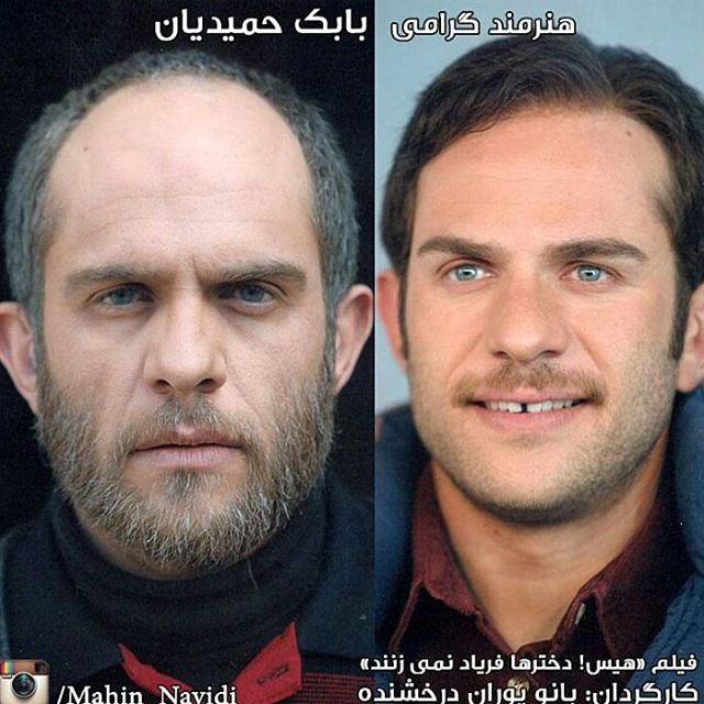 تصویری از بابک حمیدیان، بازیگر و تهیه کننده سینما و تلویزیون در حال بازیگری سر صحنه یکی از آثارش