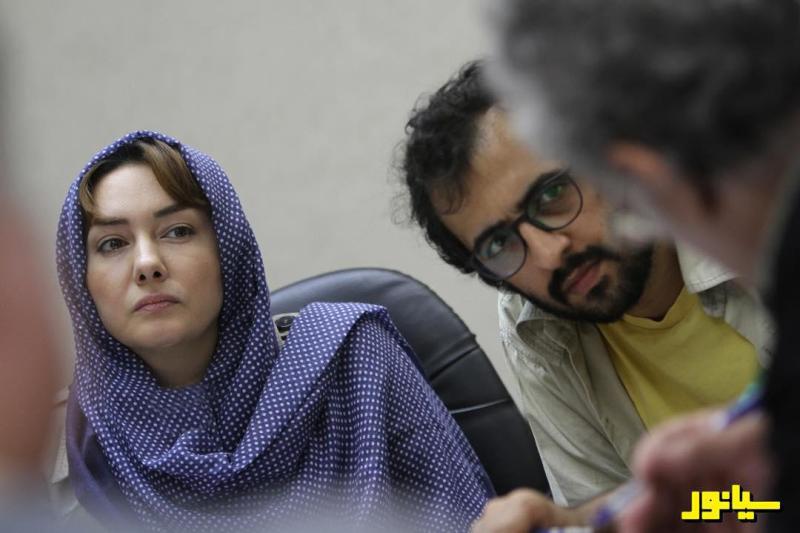 هانیه توسلی در پشت صحنه فیلم سینمایی سیانور به همراه بهروز شعیبی