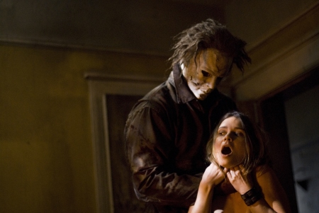 Tyler Mane در صحنه فیلم سینمایی هالووین به همراه Kristina Klebe