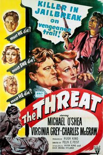 چارلز مک گرا در صحنه فیلم سینمایی The Threat به همراه Michael O'Shea و Virginia Grey