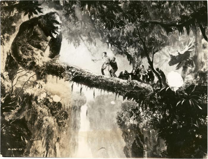 Bruce Cabot در صحنه فیلم سینمایی کینگ کونگ به همراه Robert Armstrong، Fay Wray و King Kong