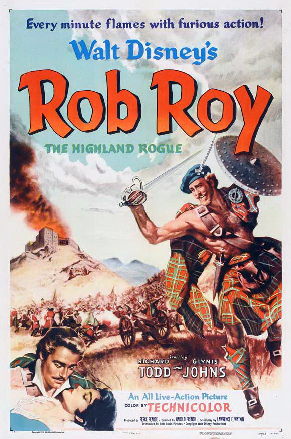 Richard Todd در صحنه فیلم سینمایی Rob Roy: The Highland Rogue به همراه Glynis Johns