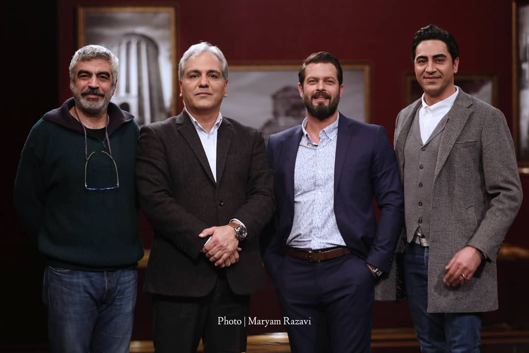 سروش صحت در صحنه برنامه تلویزیونی دورهمی فصل چهارم به همراه پژمان بازغی، محمدرضا علیمردانی و مهران مدیری