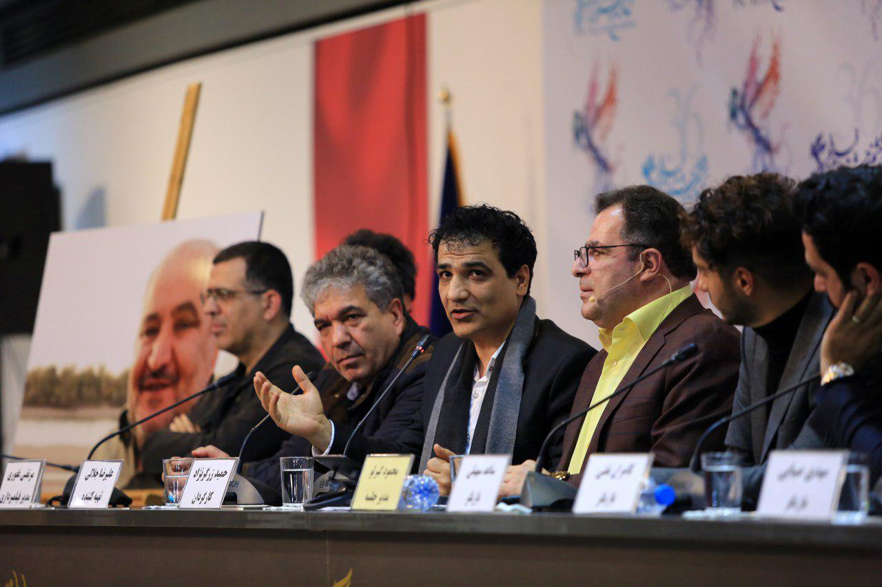 حمید زرگرنژاد در نشست خبری فیلم تلویزیونی ماهورا به همراه محمود گبرلو، کاوه ایمانی و علیرضا جلالی