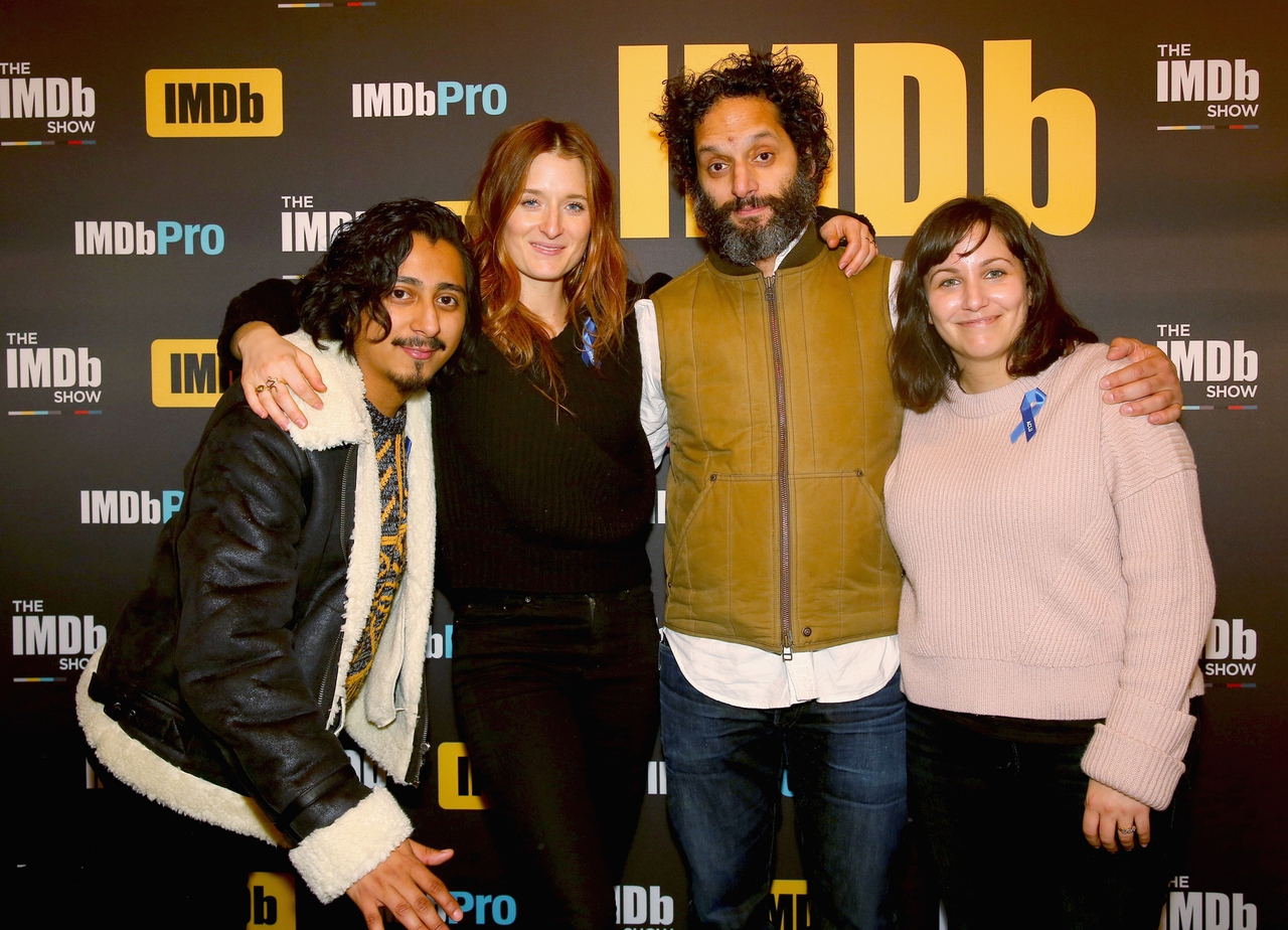 Grace Gummer در صحنه فیلم سینمایی The Long Dumb Road به همراه Jason Mantzoukas، Hannah Fidell و Tony Revolori