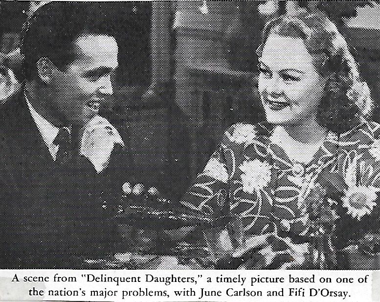 Johnny Duncan در صحنه فیلم سینمایی Delinquent Daughters به همراه June Carlson