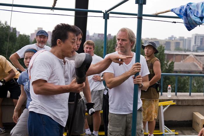 جکی چان در صحنه فیلم سینمایی بچه کاراته کار به همراه Harald Zwart