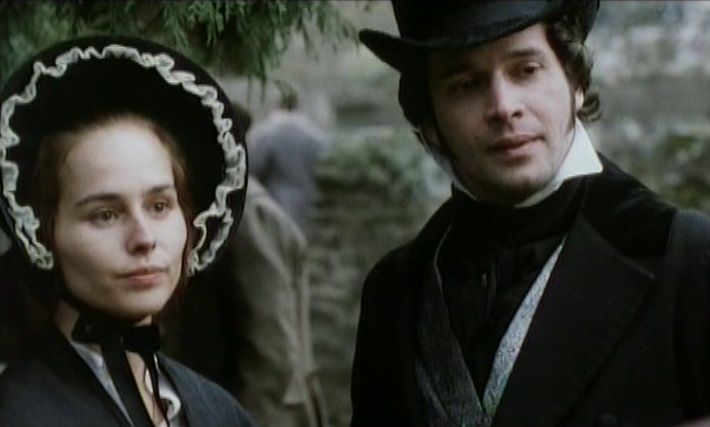 جیمز پیورفوی در صحنه سریال تلویزیونی The Tenant of Wildfell Hall به همراه Tara Fitzgerald