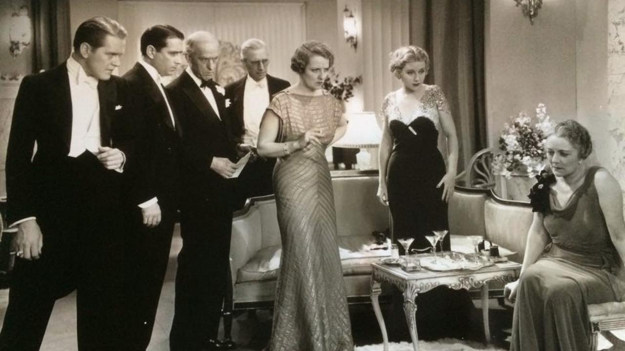 Genevieve Tobin در صحنه فیلم سینمایی The Ninth Guest به همراه Hardie Albright، Samuel S. Hinds، Edward Ellis، Donald Cook، Nella Walker و Helen Flint