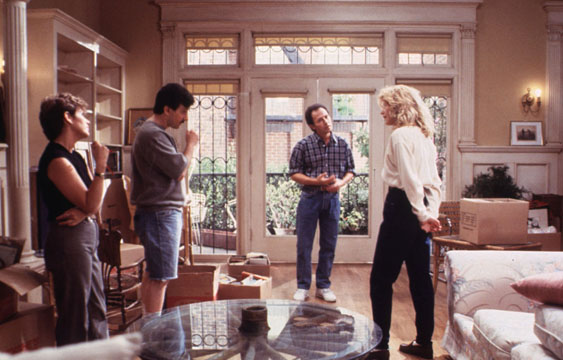 کری فیشر در صحنه فیلم سینمایی وقتی هری سالی را دید به همراه Billy Crystal، برونو کیربی و مگ رایان