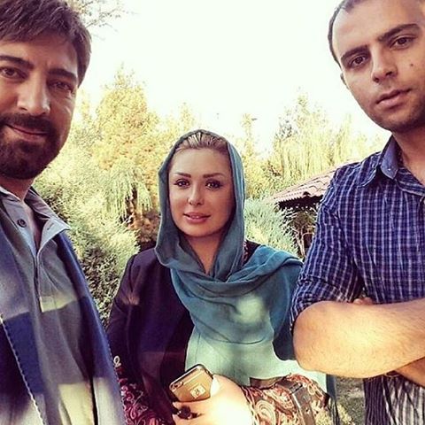مجید صالحی در پشت صحنه فیلم سینمایی دختر عمو پسر عمو به همراه نیوشا ضیغمی