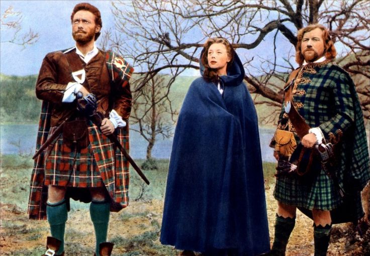 Richard Todd در صحنه فیلم سینمایی Rob Roy: The Highland Rogue به همراه James Robertson Justice و Glynis Johns