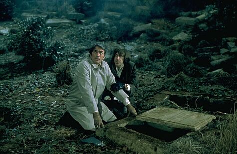 دیوید وارنر در صحنه فیلم سینمایی طالع نحس به همراه گریگوری پک