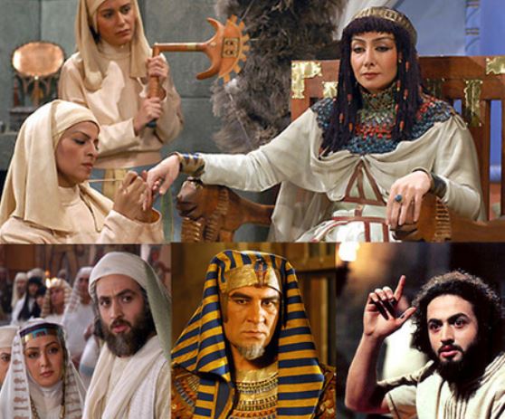 الهام حمیدی در صحنه سریال تلویزیونی یوسف پیامبر به همراه جعفر دهقان، کتایون ریاحی و مصطفی زمانی