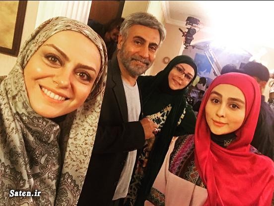 ستاره حسینی در پشت صحنه سریال تلویزیونی گسل به همراه شبنم فرشادجو، فلور نظری و بیژن امکانیان