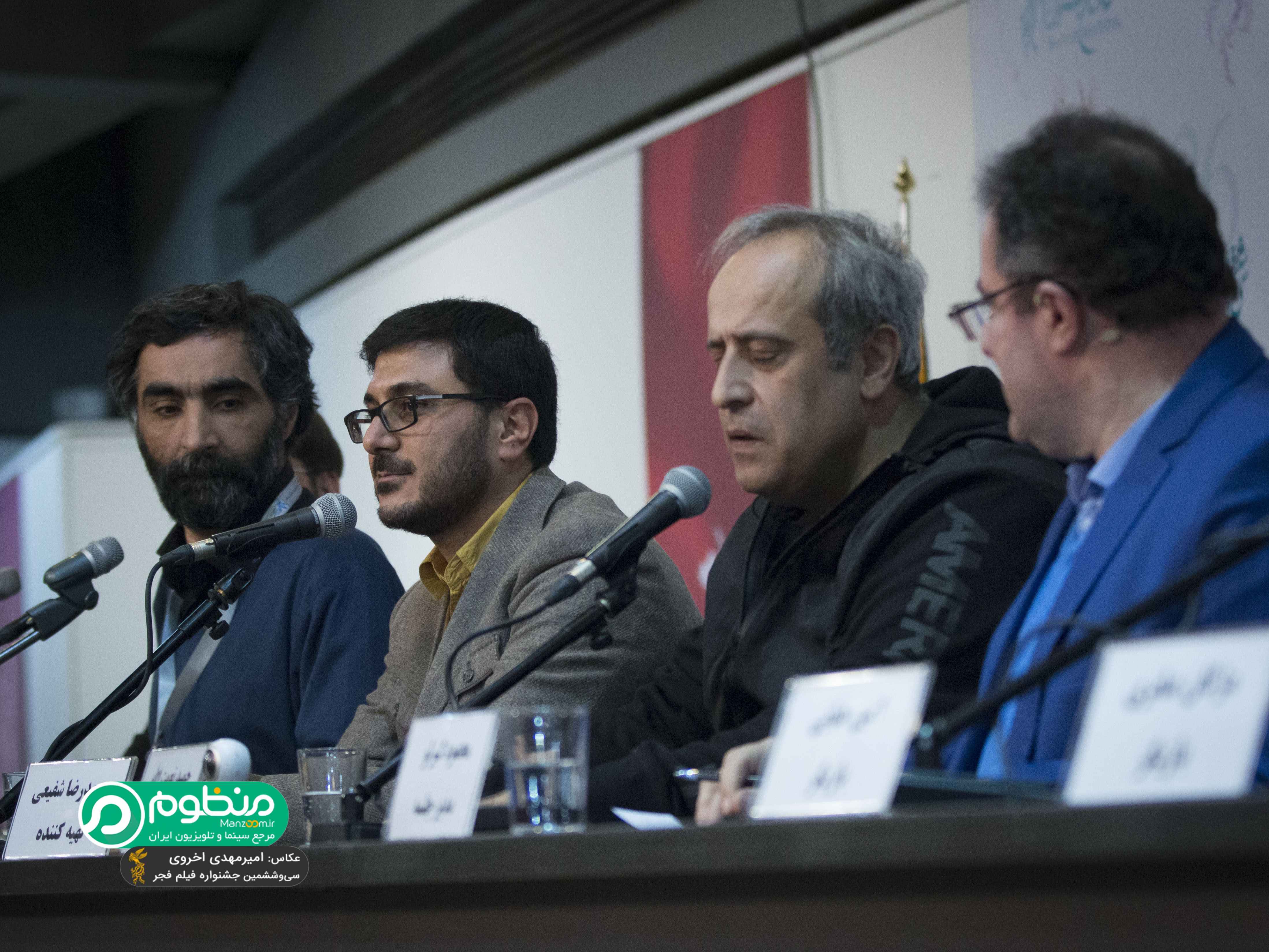 محمدرضا شفیعی در نشست خبری فیلم سینمایی شعله‌ور به همراه حمید نعمت‌الله و هادی مقدم‌دوست