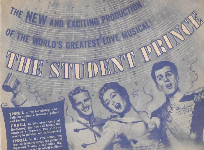 Ann Blyth در صحنه فیلم سینمایی The Student Prince به همراه John Ericson و Edmund Purdom