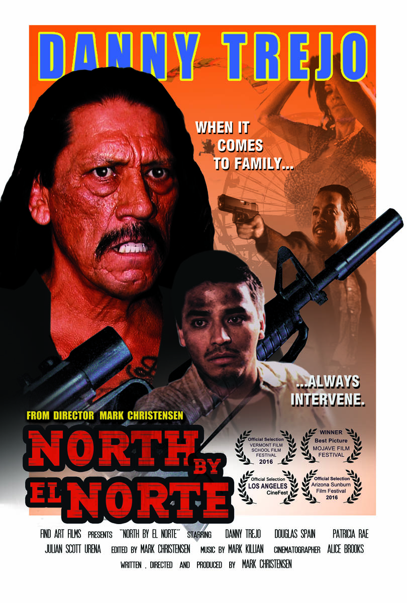 Douglas Spain در صحنه فیلم سینمایی North by El Norte به همراه Patricia Rae، Emilio Rivera، Mark Christensen و دنی ترجو