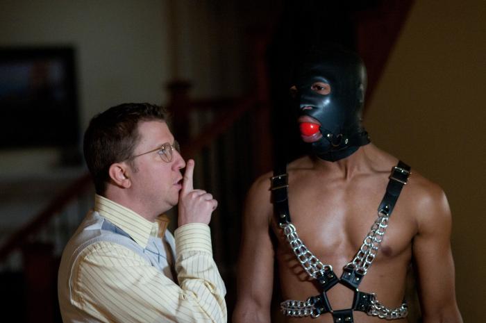 Nick Swardson در صحنه فیلم سینمایی A Haunted House به همراه مارلون وینس