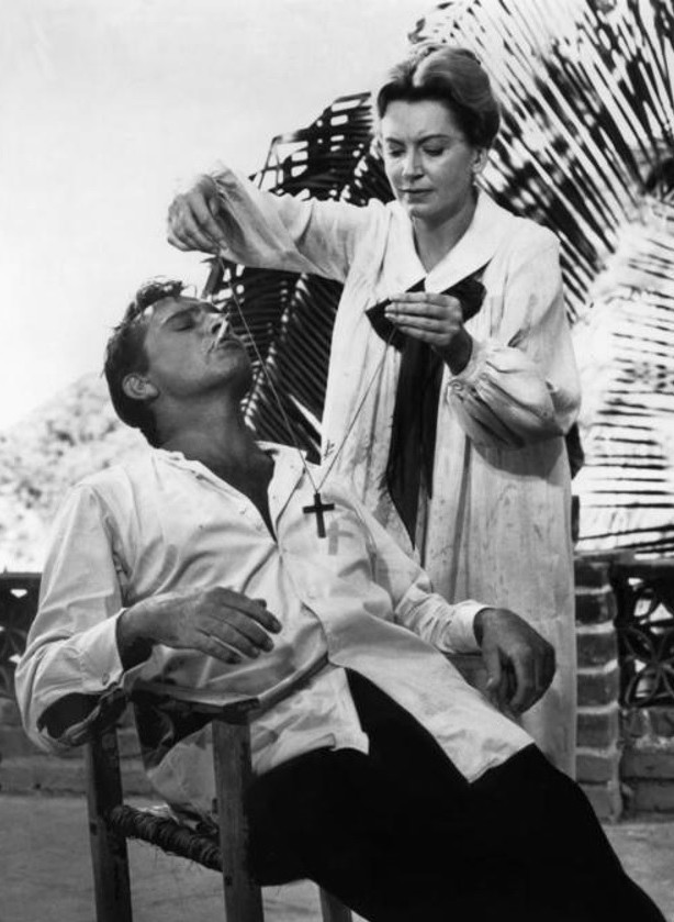 Richard Burton در صحنه فیلم سینمایی The Night of the Iguana به همراه Deborah Kerr