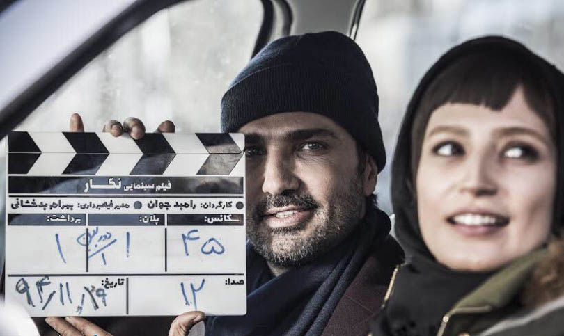 محمدرضا فروتن در پشت صحنه فیلم سینمایی نگار به همراه نگار جواهریان