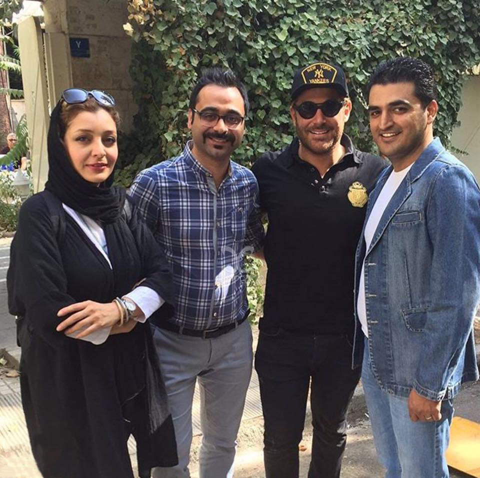 محمدرضا گلزار در پشت صحنه سریال شبکه نمایش خانگی عاشقانه به همراه ساره بیات