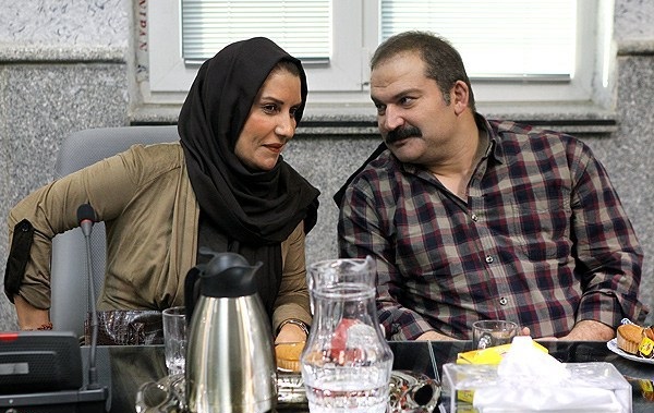 فریبا کوثری در نشست خبری سریال تلویزیونی دیوار به همراه مهدی سلطانی