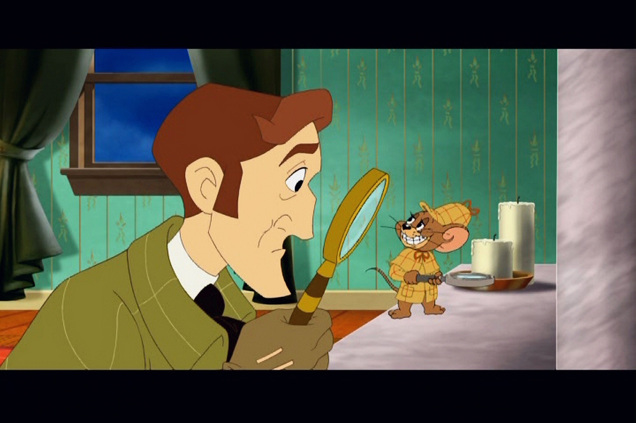 Michael York در صحنه فیلم سینمایی Tom and Jerry Meet Sherlock Holmes