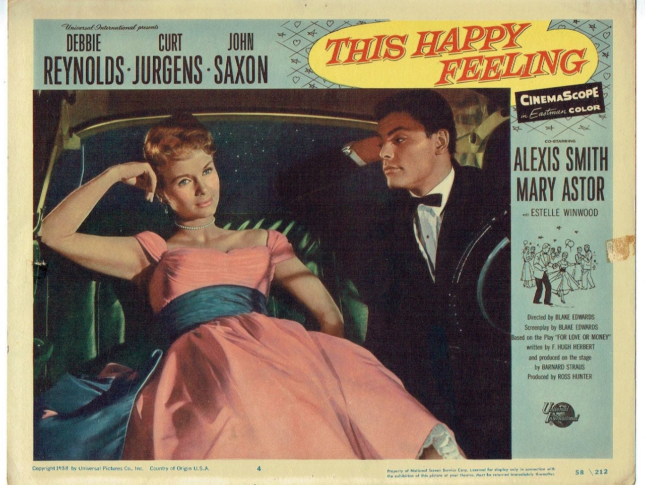 جان ساکسون در صحنه فیلم سینمایی This Happy Feeling به همراه Debbie Reynolds