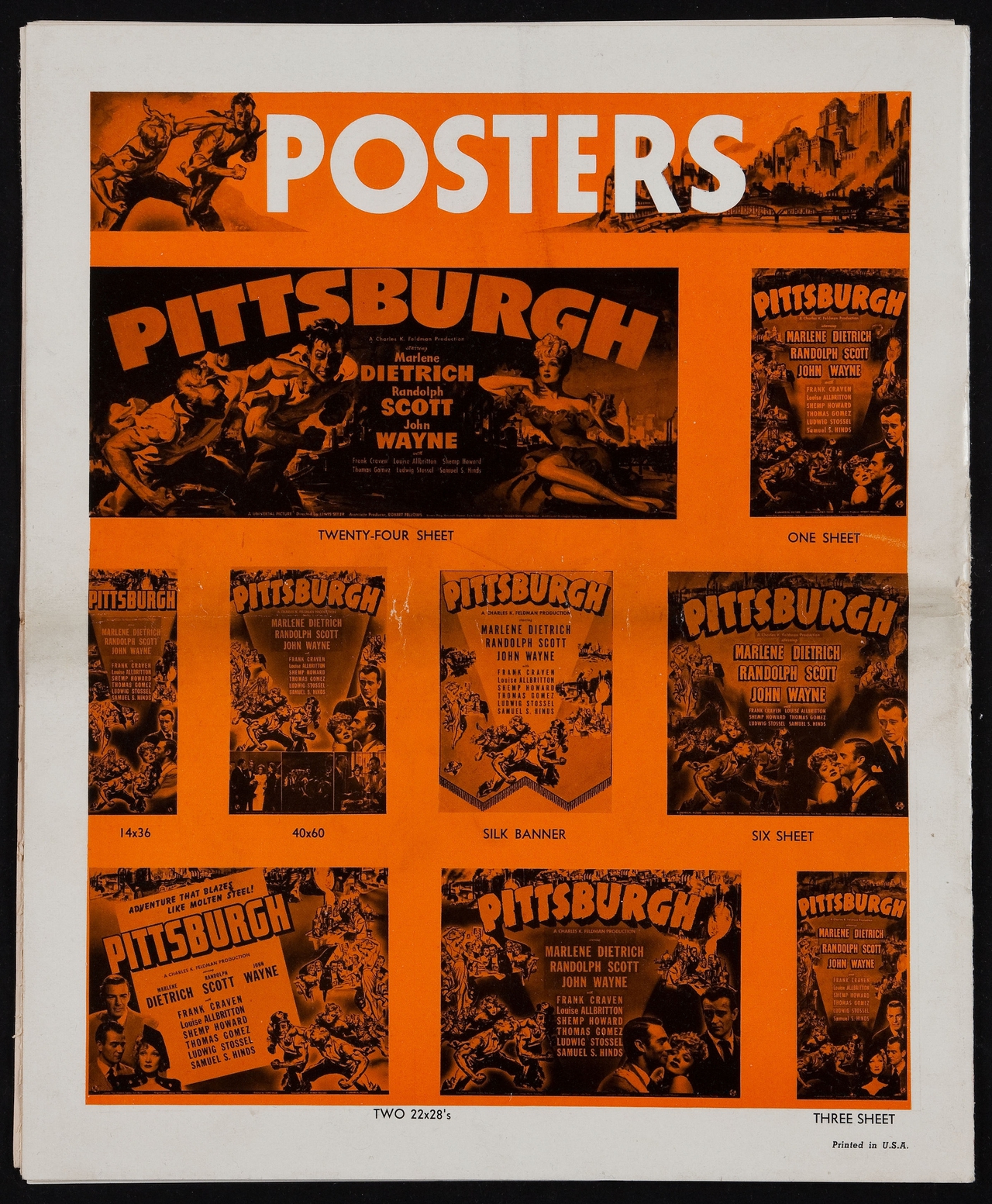  فیلم سینمایی Pittsburgh با حضور John Wayne، Randolph Scott و مارلنه دیتریش