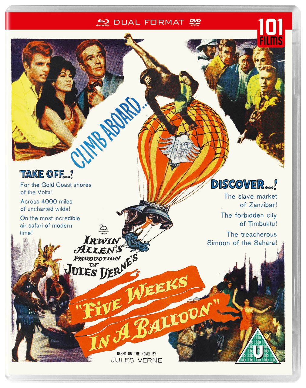 Barbara Eden در صحنه فیلم سینمایی Five Weeks in a Balloon به همراه سدریک هاردویک، BarBara Luna، Richard Haydn، Peter Lorre، رد باتنز و Fabian