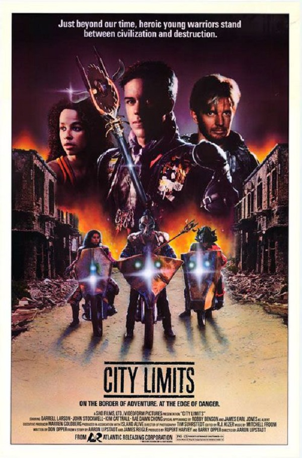 John Stockwell در صحنه فیلم سینمایی City Limits به همراه Rae Dawn Chong و Darrell Larson