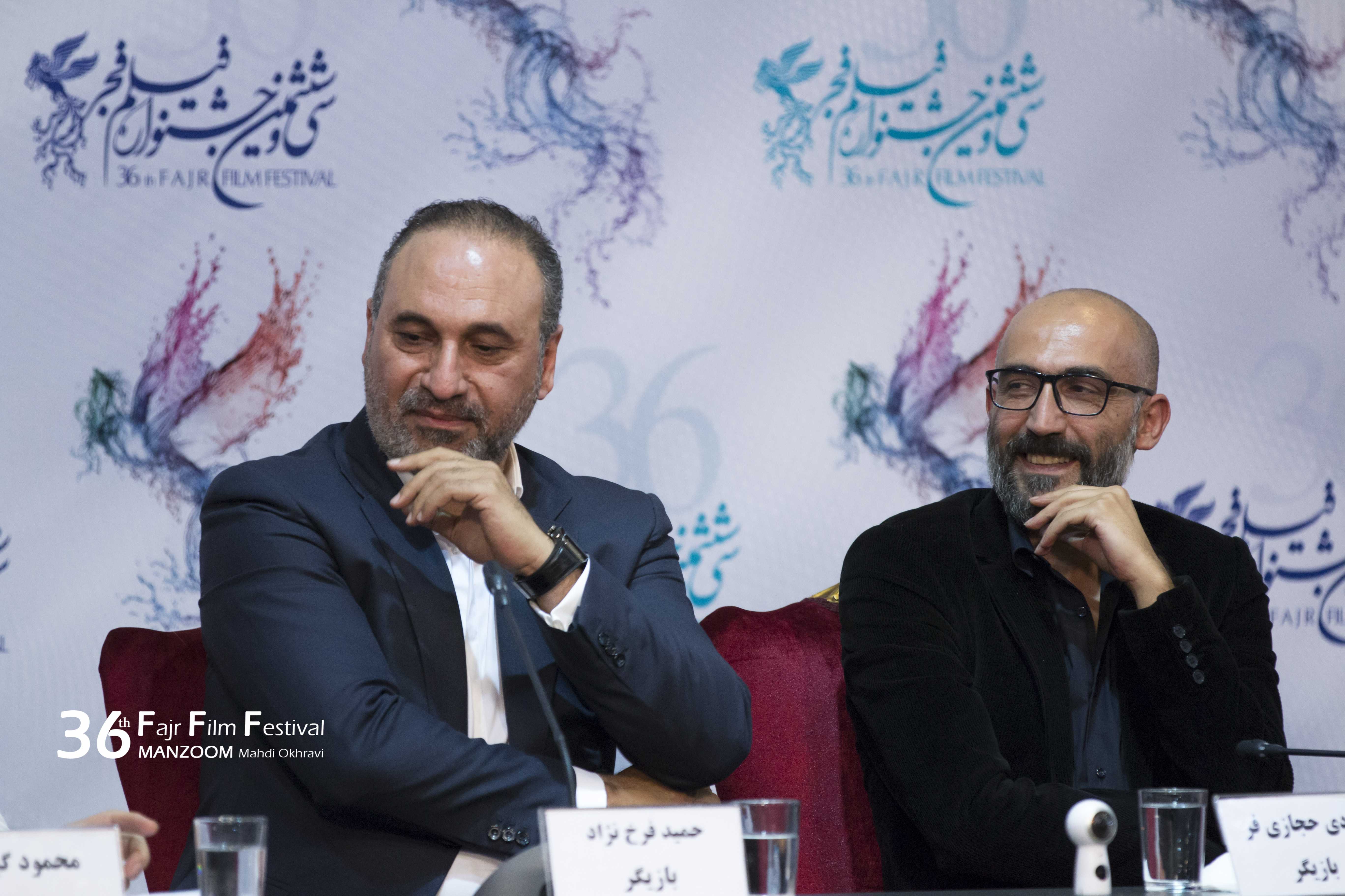 حمید فرخ‌نژاد در نشست خبری فیلم سینمایی لاتاری به همراه هادی حجازی‌فر