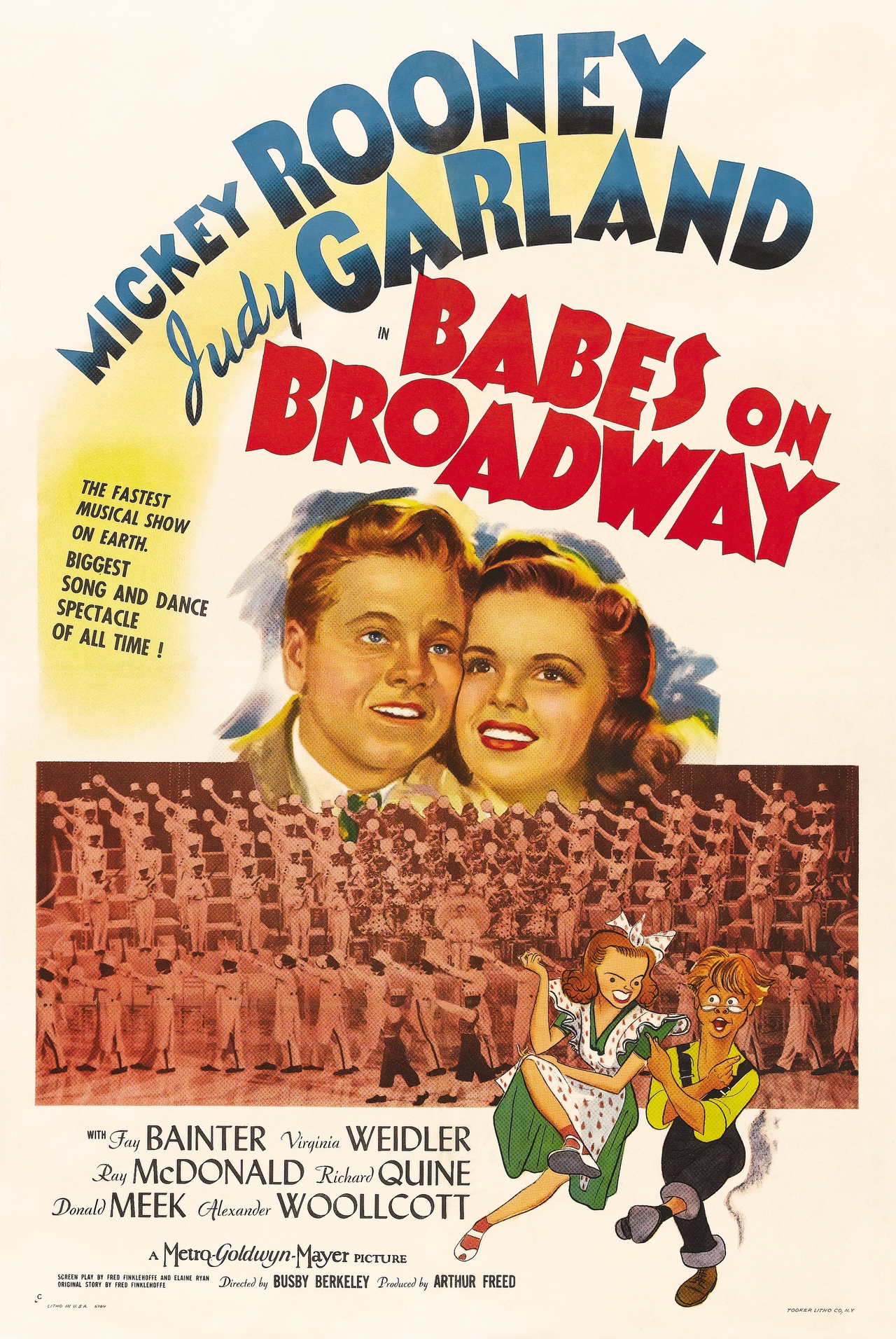 Mickey Rooney در صحنه فیلم سینمایی Babes on Broadway به همراه جودی گارلند