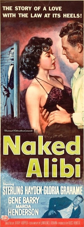استرلینگ هایدن در صحنه فیلم سینمایی Naked Alibi به همراه Gloria Grahame و Gene Barry