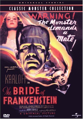 Valerie Hobson در صحنه فیلم سینمایی The Bride of Frankenstein به همراه Elsa Lanchester و Boris Karloff