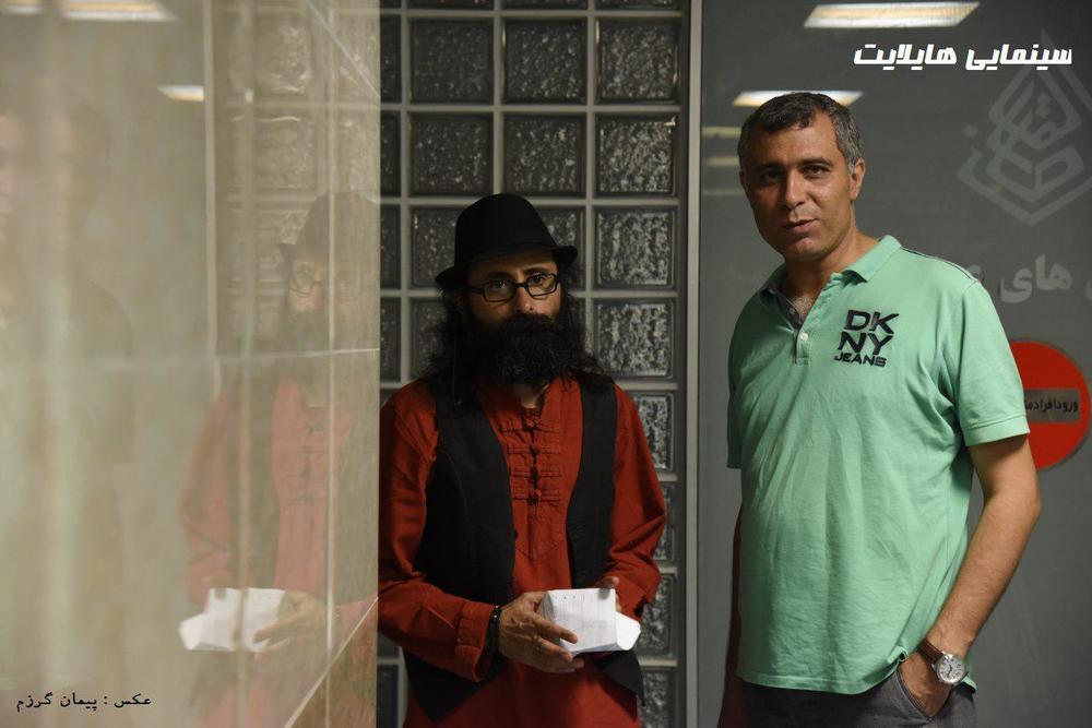اصغر نعیمی در پشت صحنه فیلم سینمایی هایلایت به همراه مسعود سلامی
