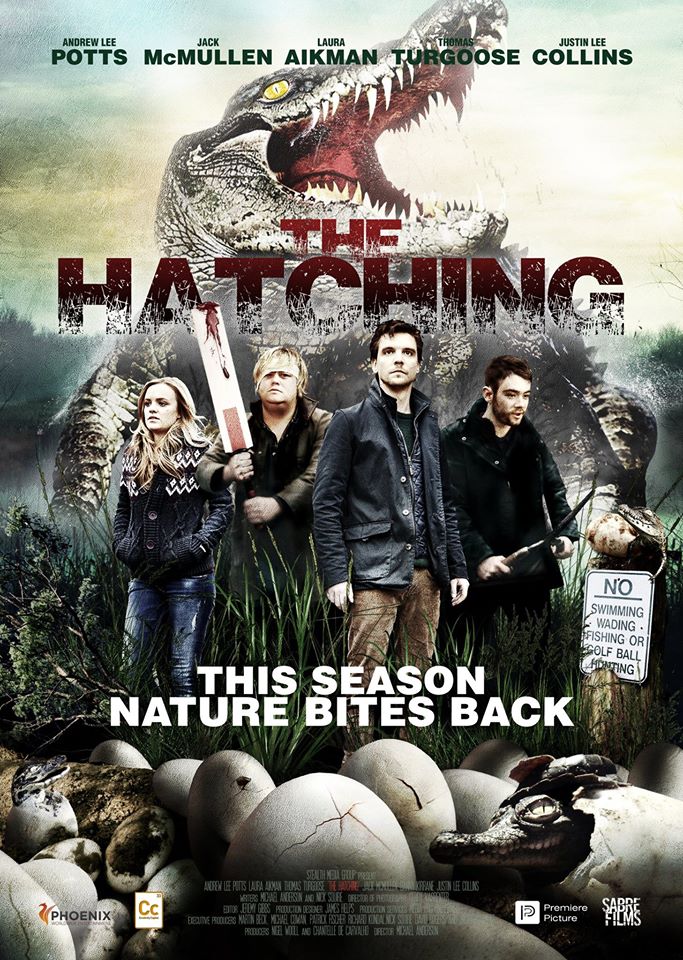 Andrew Lee Potts در صحنه فیلم سینمایی The Hatching به همراه Danny Kirrane، Jack McMullen و Laura Aikman