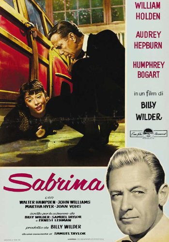 آدری هپبورن در صحنه فیلم سینمایی سابرینا به همراه ویلیام هولدن و هامفری بوگارت