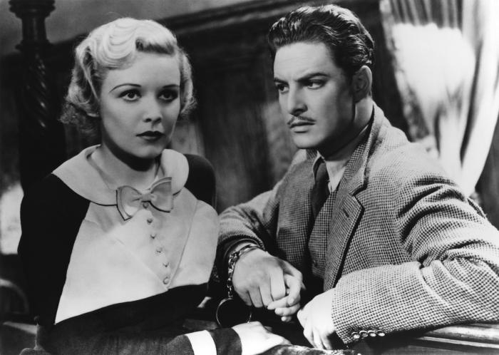 Robert Donat در صحنه فیلم سینمایی سی و نه پله به همراه Madeleine Carroll