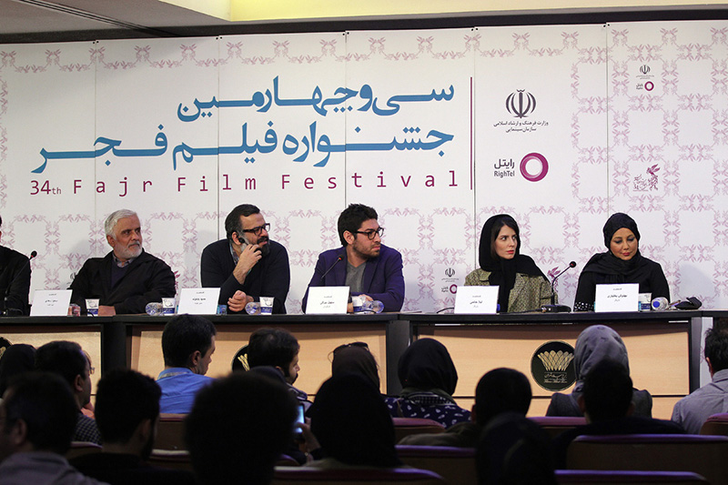 لیلا حاتمی در نشست خبری فیلم سینمایی من به همراه بهنوش بختیاری، سهیل بیرقی و سعید سعدی