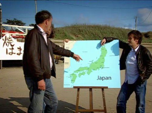 Richard Hammond در صحنه سریال تلویزیونی تخت گاز به همراه Jeremy Clarkson